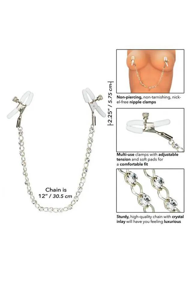 Couples Cal Exotics Cal Exotics Nipple Play Crystal Chain Nipple Clamps