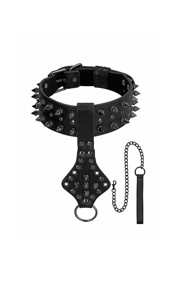 Couples Shots Toys Ouch by Shots Toys Deluxe Spiked Collar With Leash Black Couples Shots Toys Ouch by Shots Toys Deluxe Spiked Collar With Leash Black