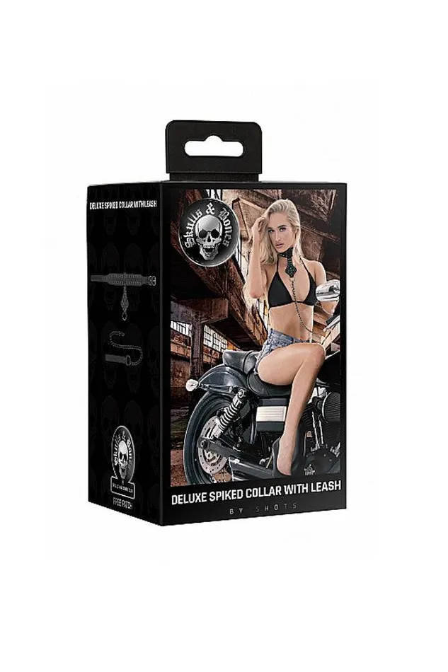 Couples Shots Toys Ouch by Shots Toys Deluxe Spiked Collar With Leash Black