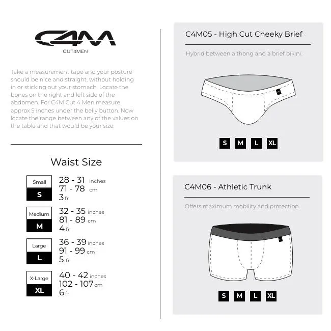CUT 4 MEN Mens Underwear C4M High Cut Cheeky Brief Provocative Tattoo
