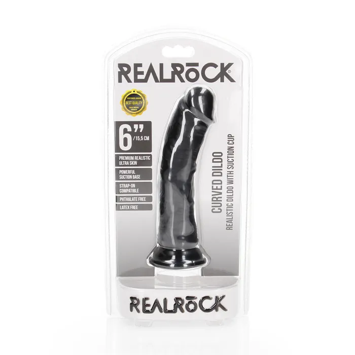 Dildos Shots Real Rock Realistic Curved Dildo 6 Inch Black Shots Toys