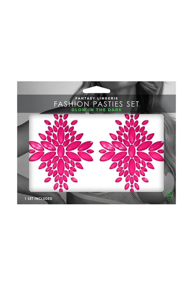 Fantasy Lingerie Neon Glow in the Dark Crystal Pasties Assorted Colors Fantasy Lingerie Female Sex Toys