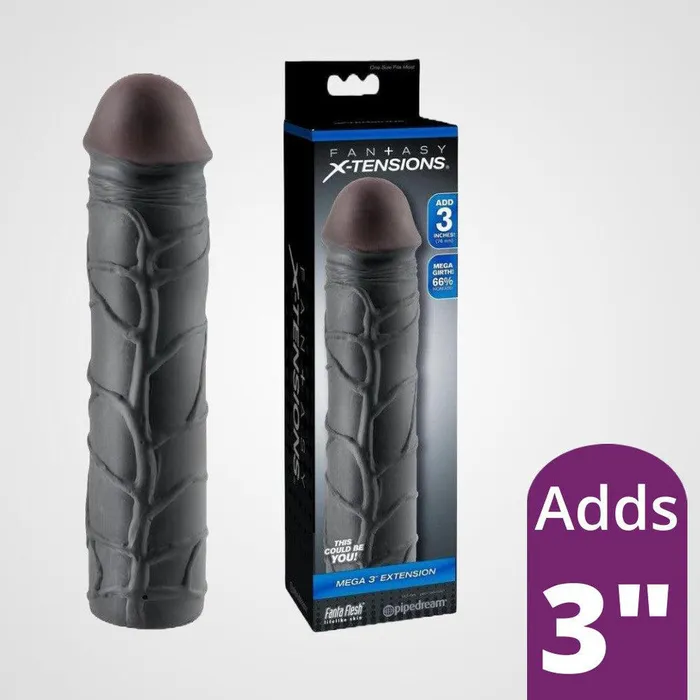 Fantasy XTension Mega 3 Penis Extension Sleeve Black Pipedream Male Sex Toys Fantasy XTension Mega 3 Penis Extension Sleeve Black Pipedream Male Sex Toys