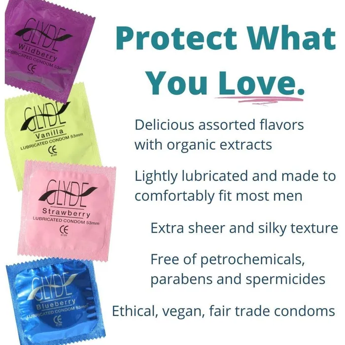 Glyde Natural Flavors Condoms with 5 Flavors 10Pack Glyde Male Sex Toys
