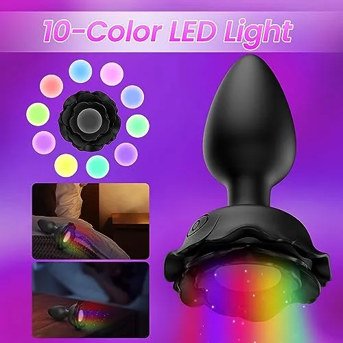 LED Vibrating Butt Plug with 10 Colors Vibration Settings Amovibe Male Sex Toys