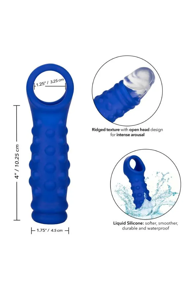 Male Sex Toys Cal Exotics Cal Exotics Admiral Liquid Silicone Beaded Penis Extension Blue