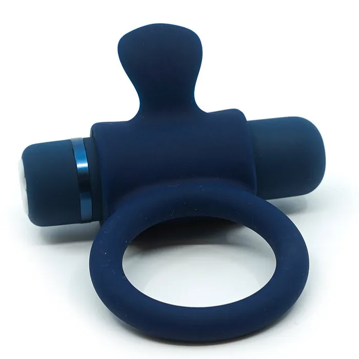 Male Sex Toys Nu Sensuelle Vibrating Bullet Cock Ring Navy Nu Sensuelle