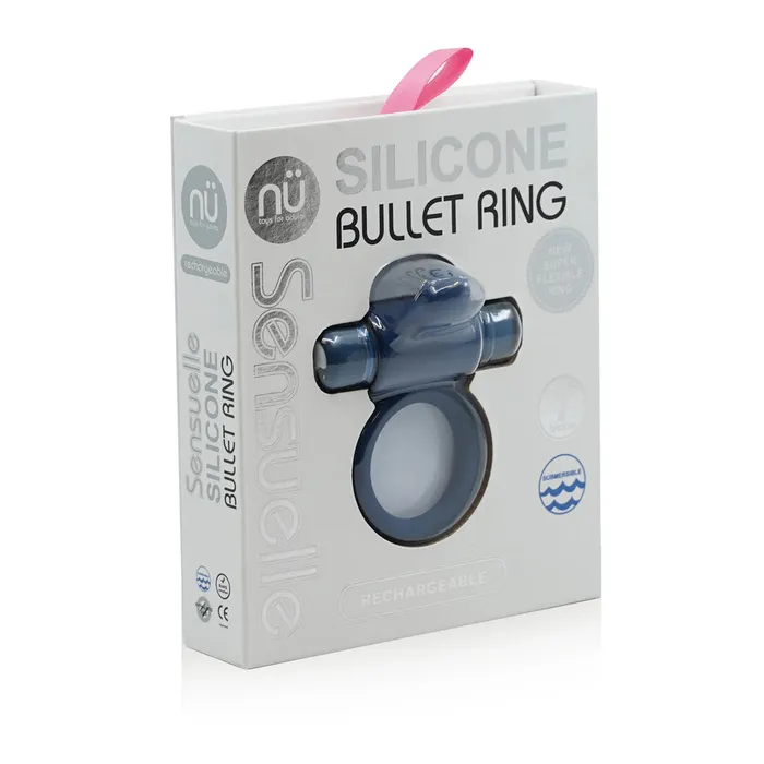 Male Sex Toys Nu Sensuelle Vibrating Bullet Cock Ring Navy Nu Sensuelle