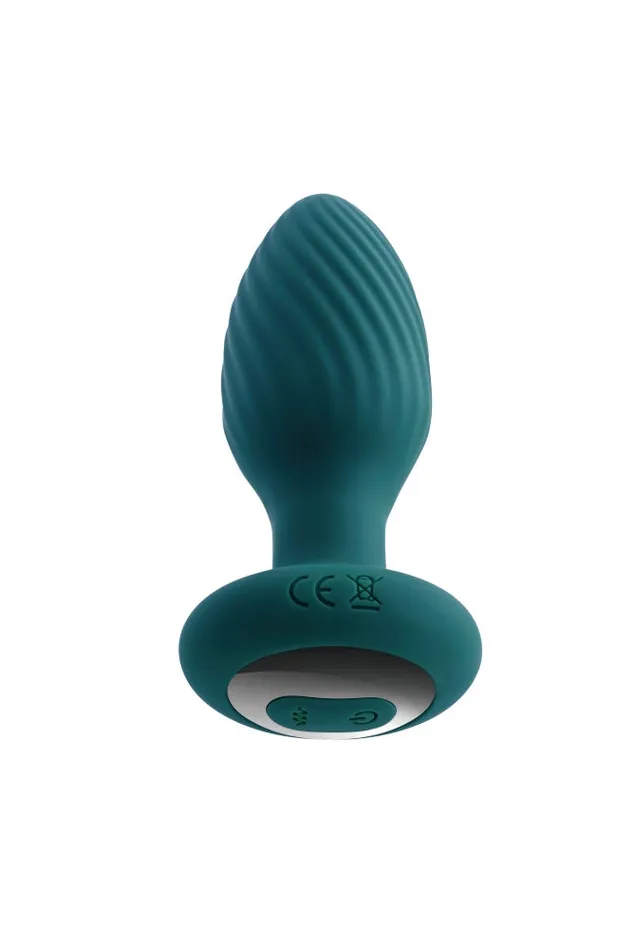 Male Sex Toys Playboy Spinning Tail Teaser Vibrating Twirling Butt Plug with Remote Control Teal Evolved