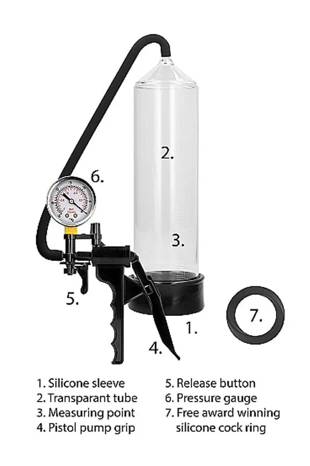 Male Sex Toys Shots Toys Pumped Elite Beginner Penis Pump With PSI Gauge Clear Shots Toys