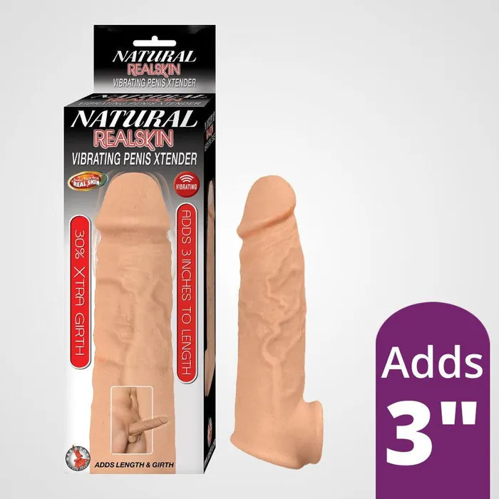 Natural Realskin Natural Realskin Vibrating 3 Penis Xtender with Scrotum Hole White Male Sex Toys Natural Realskin Natural Realskin Vibrating 3 Penis Xtender with Scrotum Hole White Male Sex Toys