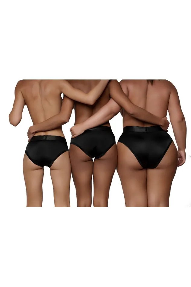 Ouch by Shots Toys Vibrating Strapon Highcut Brief Black Various Sizes Shots Toys Female Sex Toys