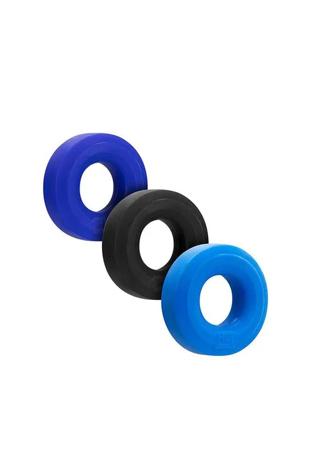 Oxballs Male Sex Toys OxBalls Hunky Junk 3Pack Cock Ring Set Blue