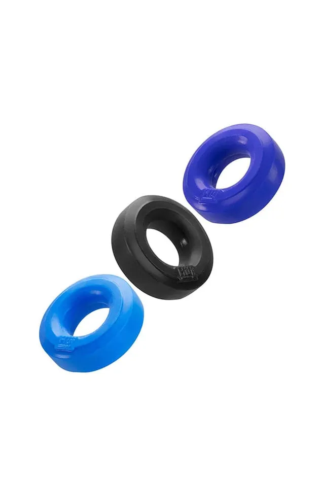 Oxballs Male Sex Toys OxBalls Hunky Junk 3Pack Cock Ring Set Blue