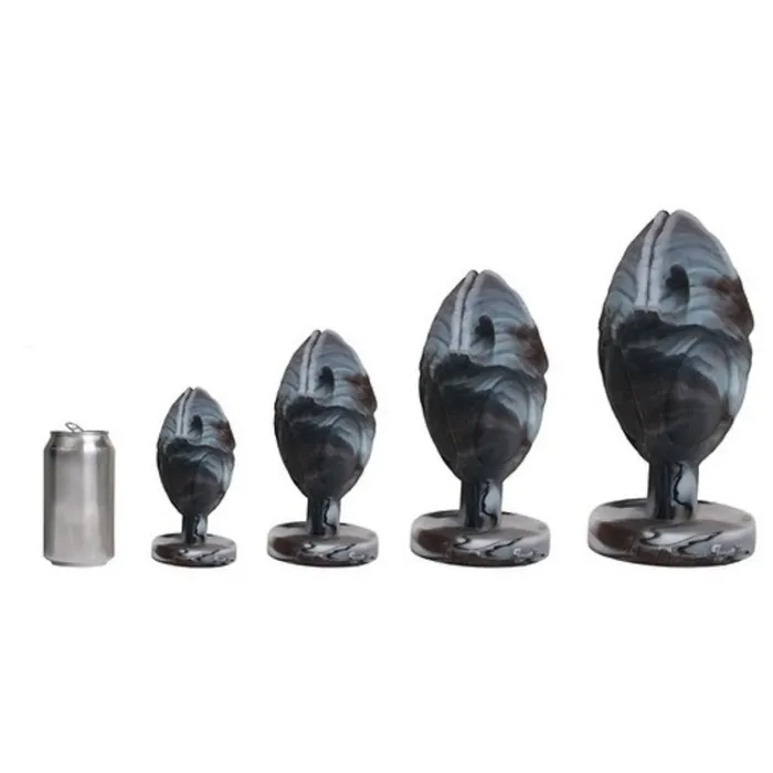 Platinum Silicone Series Anal Platinum Liquid Silicone Stretcher Alien Egg 6 Inch Black Swirl