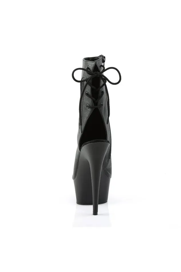 Pleaser USA Anal Pleaser USA Delight 6 Stiletto Pleather Open Toe Bootie Black