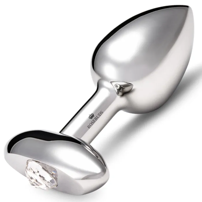 Rosebuds Anal Rosebuds Stainless Steel Butt Plug Medium T Bar Clear