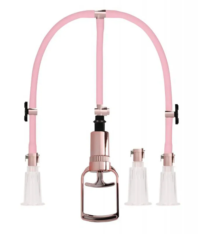 Shots America Female Sex Toys Rose Gold Clitoral Nipple Pump Set