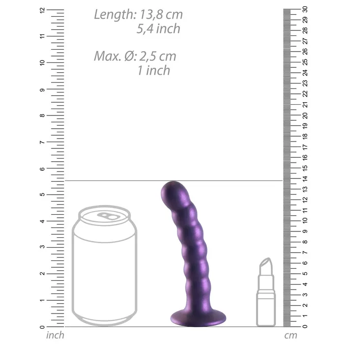 Shots Ouch Liquid Silicone Beaded GSpot 5 Inch Dildo Metallic Purple Shots Toys Dildos