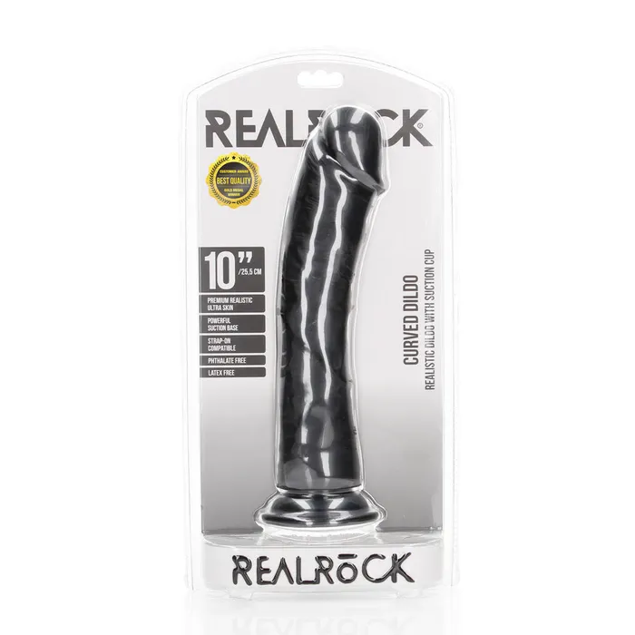 Shots Real Rock Realistic Curved Dildo 10 Inch Black Shots Toys Dildos