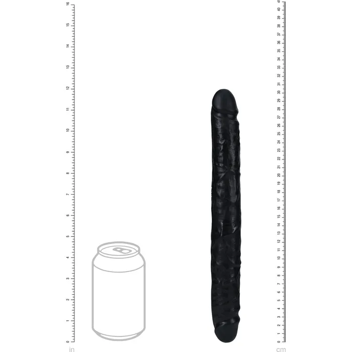 Shots Real Rock Straight Slim 12 Inch Double Dildo Black Shots Toys Dildos