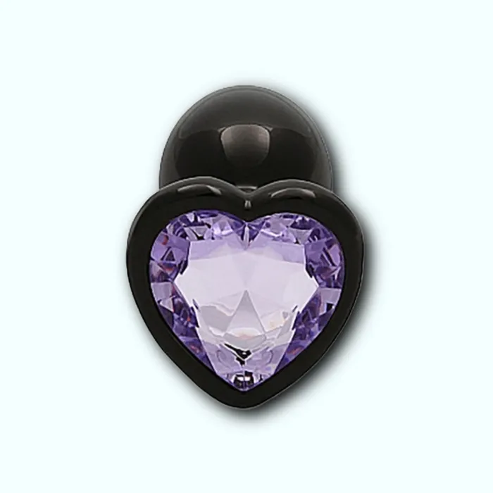 Shots Shots Ouch Heart Gem Butt Plug Small GunmetalAmethyst Anal