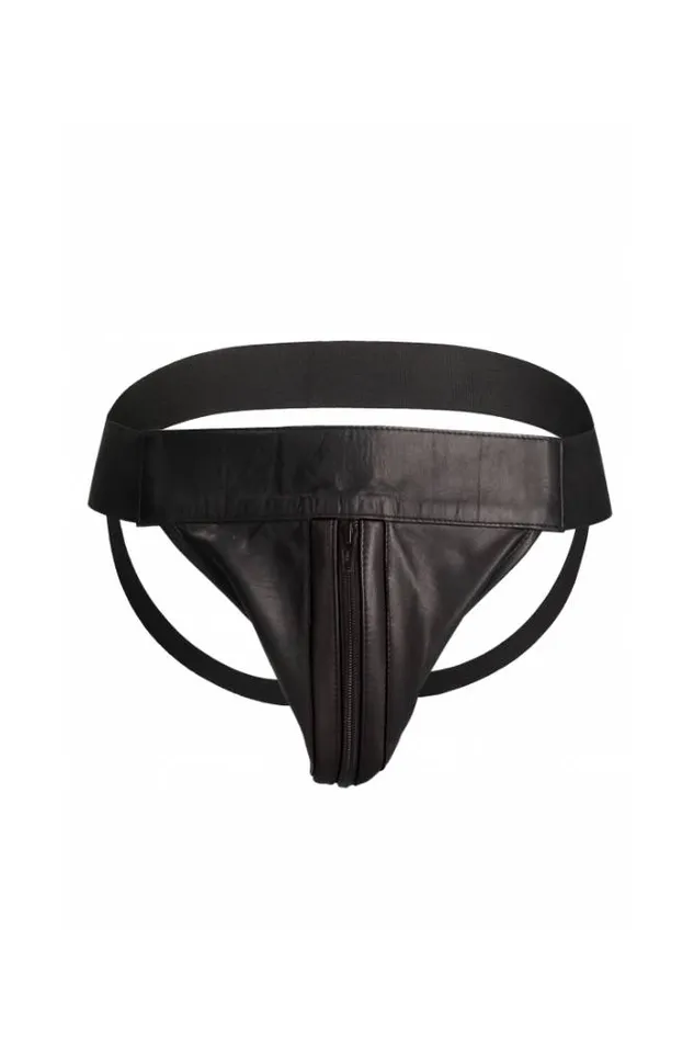 Shots Toys Anal Ouch by Shots Toys Premium Leather Zipper Front Jock Strap Black Shots Toys Anal Ouch by Shots Toys Premium Leather Zipper Front Jock Strap Black