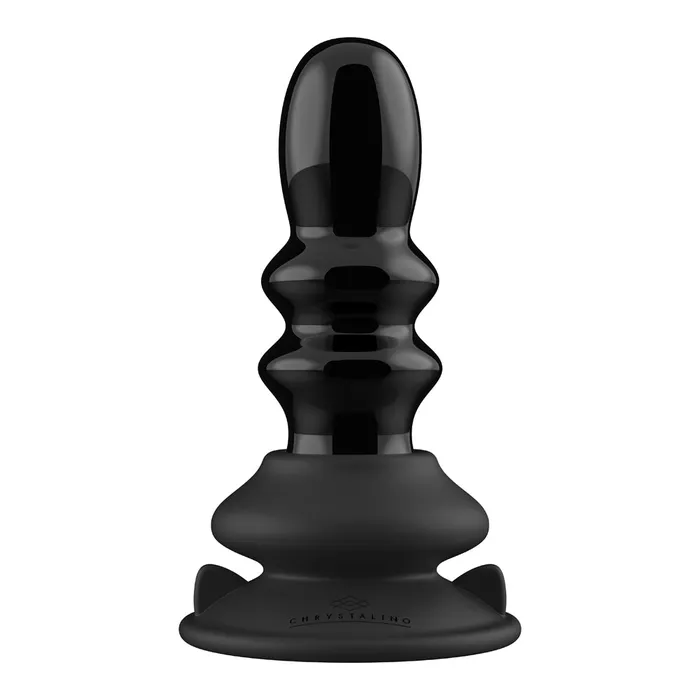 Shots Toys Anal Shots Chrystalino Ribbly Glass Plug Black