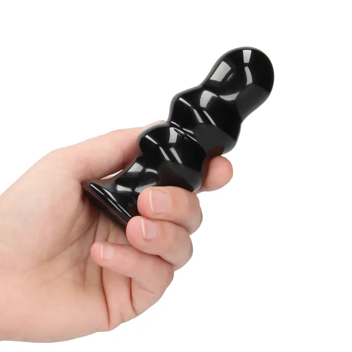 Shots Toys Anal Shots Chrystalino Ribbly Glass Plug Black