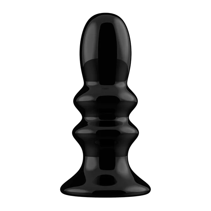Shots Toys Anal Shots Chrystalino Ribbly Glass Plug Black