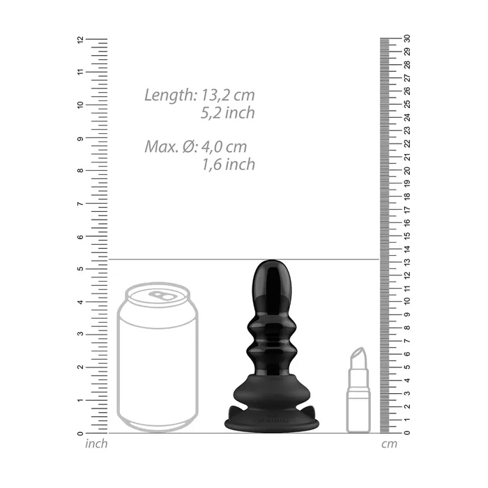 Shots Toys Anal Shots Chrystalino Ribbly Glass Plug Black