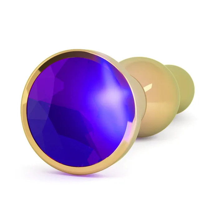 Shots Toys Anal Shots Rich R4 Metal Butt Plug 48 Inch Sparkling Sapphire Gold