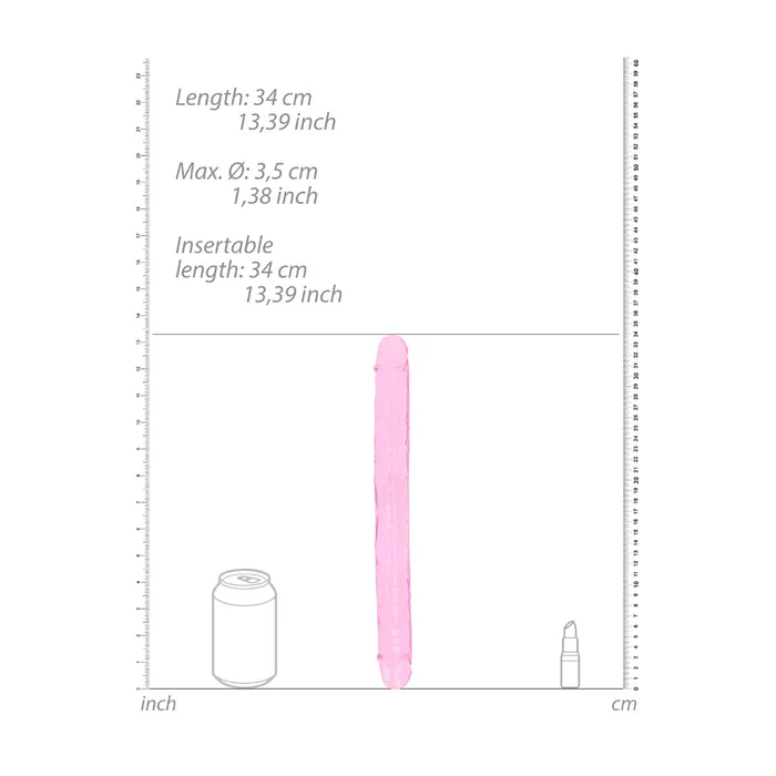 Shots Toys Dildos Shots Real Rock Crystal Clear 13 Inch Double Dildo Pink