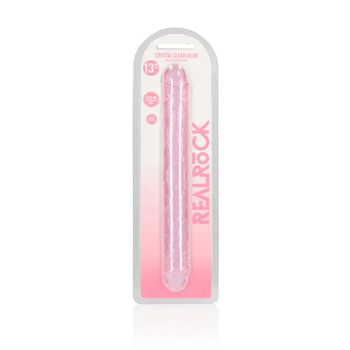 Shots Toys Dildos Shots Real Rock Crystal Clear 13 Inch Double Dildo Pink