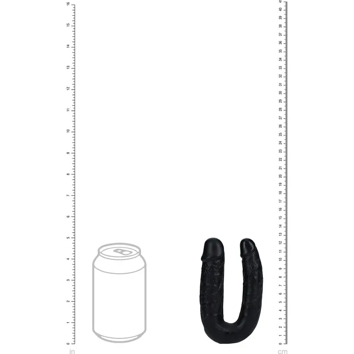 Shots Toys Dildos Shots Real Rock U Shape Double Dildo 5 Inch Black