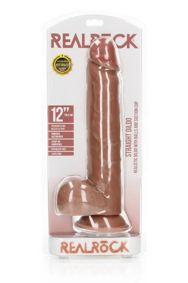 Shots Toys Female Sex Toys Shots Toys RealRock 12 Straight Dildo with Balls Various Colors