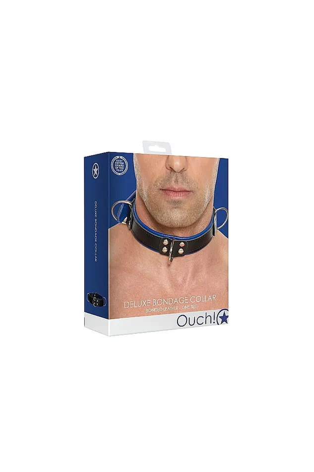 Shots Toys Vibrators Ouch by Shots Toys Deluxe Bondage Collar Blue