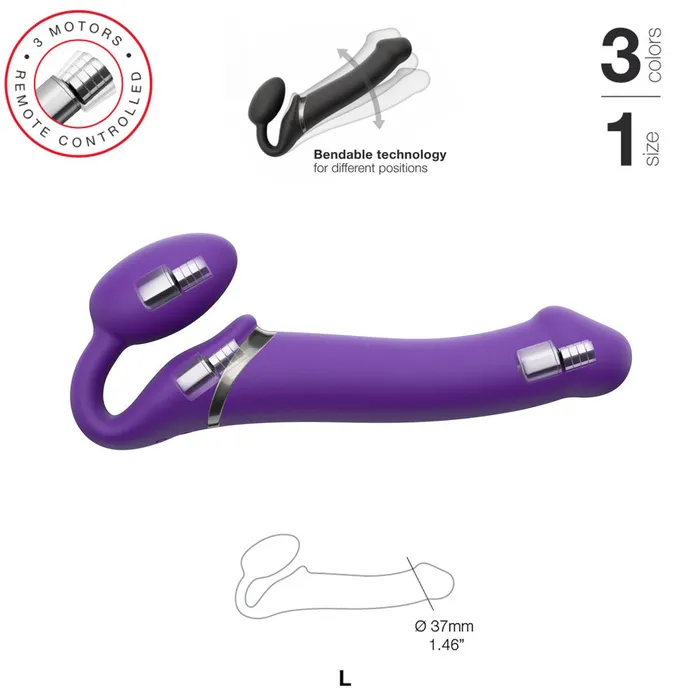 STRAP ON ME Female Sex Toys Strap On Me Strapless Bendable Remote Vibrating Strap On Large Black