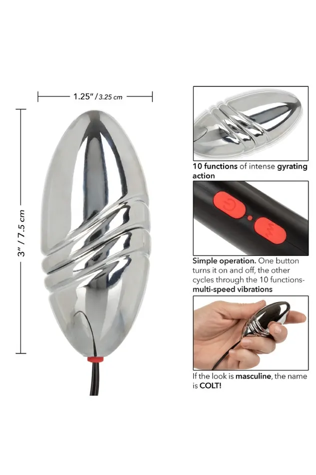 Vibrators Cal Exotics Cal Exotics Colt Rechargeable Turbo Bullet BlackSilver
