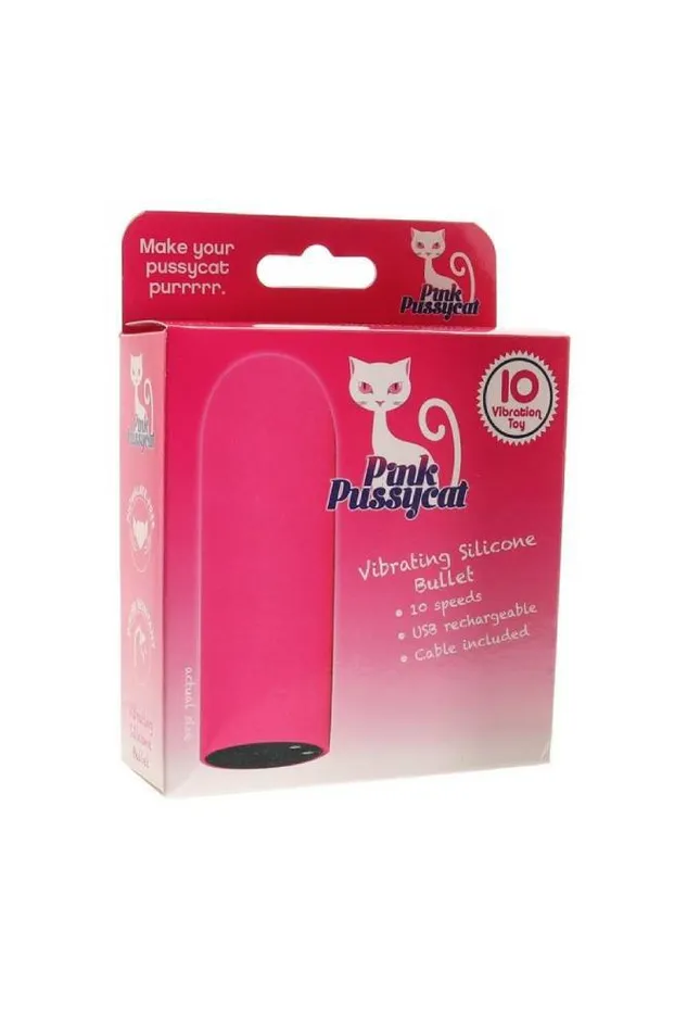 Vibrators Cousins Group Pink Pussycat Rechargeable Silicone Bullet Pink Cousins Group