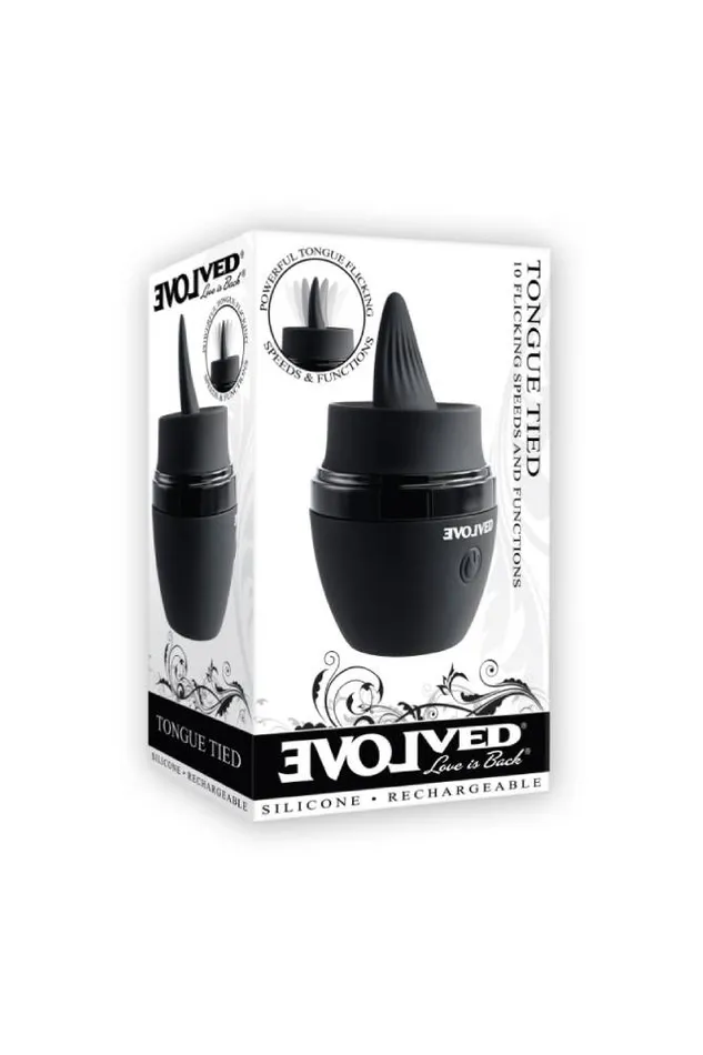 Vibrators Evolved Tongue Tied Flicking Tongue Oral Sex Simulator Black Evolved