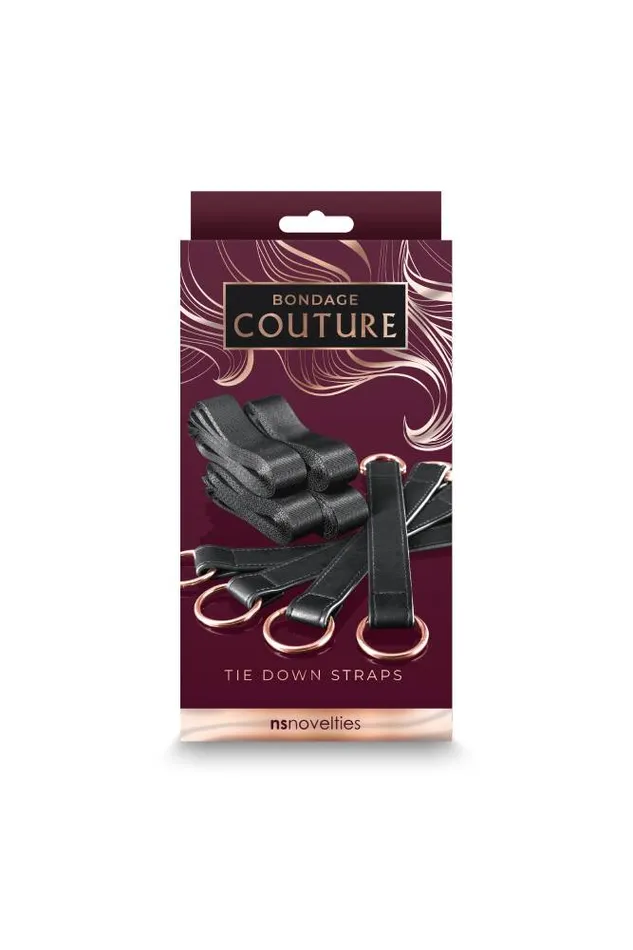 Vibrators NS Novelties NS Novelties Bondage Couture Tie Down Straps BlackRose Gold