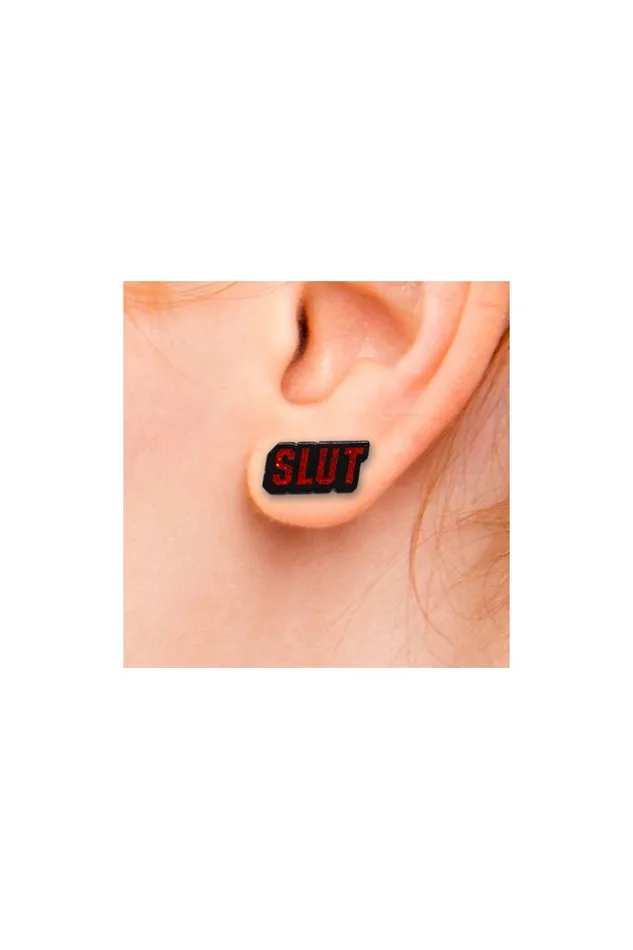 Wood Rocket Anal Wood Rocket Slut Earrings RedBlack