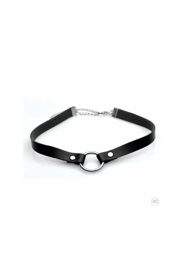 XR Brands Anal XR Brands Master Series Lush Pet Silver Ring Slim Collar Black XR Brands Anal XR Brands Master Series Lush Pet Silver Ring Slim Collar Black
