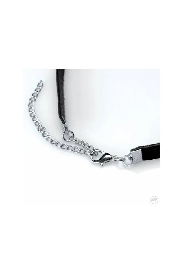 XR Brands Anal XR Brands Master Series Lush Pet Silver Ring Slim Collar Black