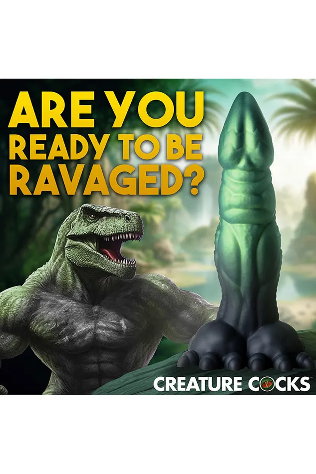 XR Brands XR Brands Creature Cocks Dickosaur Dinosaur Silicone Dildo Green Dildos